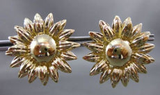 ESTATE LARGE 14KT YELLOW GOLD 3D HANDCRAFTED SUNFLOWER EARRINGS BEAUTIFUL #24053