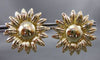 ESTATE LARGE 14KT YELLOW GOLD 3D HANDCRAFTED SUNFLOWER EARRINGS BEAUTIFUL #24053