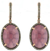 LARGE 25.23CT CHOCOLATE FANCY DIAMOND & AAA AMETHYST 14K ROSE GOLD HALO EARRINGS