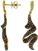 ESTATE 2.12CT WHITE & MOCHA DIAMOND 14K YELLOW GOLD 3D SWIRL CHANDELIER EARRINGS