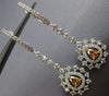 ESTATE 1.47CT WHITE & CHOCOLATE FANCY DIAMOND 18KT 2 TONE GOLD HANGING EARRINGS