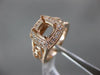 ESTATE LARGE .20CT DIAMOND 14KT ROSE GOLD 3D MILGRAIN SEMI MOUNT ENGAGEMENT RING