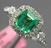 ESTATE 1.17CT DIAMOND & AAA EMERALD 18KT TWO TONE GOLD 3D SQUARE ENGAGEMENT RING