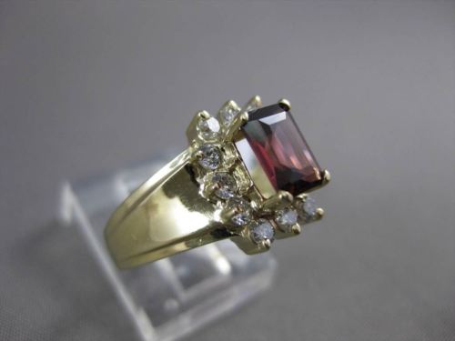 ESTATE 1.65CT DIAMOND & AAA TOURMALINE 14KT YELLOW GOLD SQUARE CUT CLUSTER RING