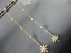 ESTATE LONG .25CT DIAMOND 14K YELLOW GOLD 3D FLOWER BY THE YARD HANGING EARRINGS