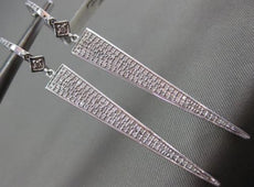 ESTATE .70CT DIAMOND 14K WHITE GOLD 3D PAVE TRIANGULAR ELONGATED HUGGIE EARRINGS