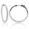 ESTATE LARGE 4.25CT DIAMOND 18KT WHITE GOLD 3D INSIDE OUT ROUND HOOP EARRINGS
