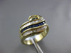 ESTATE WIDE 1.80CT DIAMOND & AAA SAPPHIRE 14KT YELLOW GOLD SQUARE WAVE LOVE RING