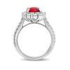 ESTATE LARGE 4.19CT DIAMOND & AAA RUBY 18KT WHITE GOLD OVAL HALO ENGAGEMENT RING