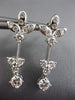ANTIQUE 1.15CT DIAMOND 18KT WHITE GOLD 3D FLOWER LEAF HANGING EARRINGS #9453