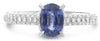 ESTATE 1.43CT DIAMOND & AAA SAPPHIRE 14K WHITE GOLD CLASSIC OVAL ENGAGEMENT RING