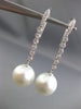 ESTATE .36CT DIAMOND & AAA SOUTH SEA PEARL 18KT WHITE GOLD 3D HANGING EARRINGS