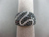 ESTATE 2.56CT WHITE & BLACK DIAMOND 14KT WHITE GOLD MULTI ROW ZIG ZAG FUN RING