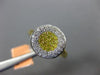 ESTATE .58CT WHITE & FANCY YELLOW DIAMOND 18K 2 TONE GOLD 3D CLUSTER FLOWER RING