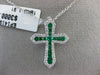 ESTATE .64CT DIAMOND & AAA EMERALD 14KT WHITE GOLD 3D HALO ETOILE CROSS PENDANT