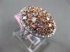 ESTATE LARGE 3.84CT WHITE & PINK DIAMOND 18K WHITE & ROSE GOLD OVAL CLUSTER RING