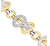 EXTRA LARGE 9.59CT DIAMOND 18KT TWO TONE GOLD 3D LOVE KNOT FUN TENNIS BRACELET