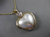 ESTATE DIAMOND & PEARL 14KT TWO TONE GOLD 3D DOUBLE HEART FLOATING PENDANT 24081