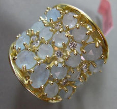 ESTATE LARGE 10.37CT DIAMOND & BLUE AGATE 14K YELLOW GOLD MULTI ROW & SHAPE RING