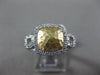 ESTATE WIDE .40CT DIAMOND 14KT WHITE & YELLOW GOLD SQUARE HAMMERED HALO FUN RING