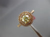 ESTATE .88CT PINK & GREEN DIAMOND 18KT ROSE GOLD 3D DOUBLE HALO ENGAGEMENT RING