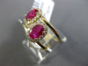 ESTATE WIDE 1.55CT DIAMOND & AAA RUBY 14KT YELLOW GOLD 3D 2 STONE OVAL LOVE RING