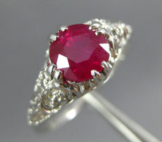 ANTIQUE 1.0CT AAA RUBY PLATINUM CLASSIC ROUND SOLITAIRE FILIGREE ENGAGEMENT RING
