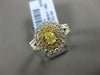 LARGE 2.49CT WHITE & FANCY YELLOW DIAMOND 18K TWO TONE GOLD HALO ENGAGEMENT RING