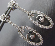 ESTATE .95CT DIAMOND 18KT WHITE GOLD OVAL PAVE FILIGREE HANGING EARRINGS #14819