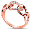 ESTATE .15CT DIAMOND 18KT ROSE GOLD 3D CLASSIC MULTI LINK FRIENDSHIP LOVE RING