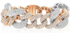 EXTRA LARGE 32.11CT DIAMOND 18K WHITE & ROSE GOLD SOLID MULTI ROW CUBAN BRACELET
