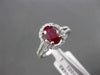 ESTATE 2.04CT DIAMOND EXTRA FACET RUBY 18K WHITE GOLD OVAL HALO ENGAGEMENT RING