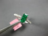 ESTATE .74CT DIAMOND & AAA EMERALD 18K WHITE GOLD 3D RECTANGULAR ENGAGEMENT RING