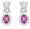 ESTATE 1.22CT DIAMOND & AAA PINK SAPPHIRE 14KT WHITE GOLD FLOWER HALO EARRINGS