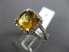 ESTATE LARGE 3.25CT DIAMOND & AAA CUSHION CITRINE 14KT WHITE GOLD 3D HALO RING