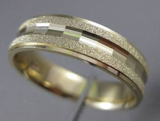 ESTATE WIDE 14KT YELLOW GOLD MATTE DIAMOND CUT WEDDING BAND RING 6mm #23173