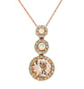 ESTATE 1.04CT DIAMOND & AAA MORGANITE 14KT ROSE GOLD PAST PRESENT FUTURE PENDANT