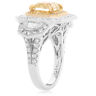ESTATE LARGE 4.71CT WHITE & FANCY YELLOW DIAMOND 18K 2 TONE GOLD ENGAGEMENT RING