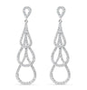 ESTATE LARGE 1.30CT DIAMOND 18KT WHITE GOLD 3D MULTI ROW SWIRL HANGING EARRINGS