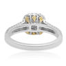 ESTATE .89CT WHITE & FANCY YELLOW DIAMOND 18KT 2 TONE GOLD HALO ENGAGEMENT RING
