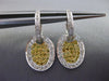 ESTATE .80CT WHITE & FANCY YELLOW DIAMOND 18KT WHITE GOLD OVAL HANGING EARRINGS