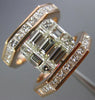 ESTATE WIDE 2.95CT DIAMOND 18KT WHITE & ROSE GOLD 3 ROW CHANNEL FRIENDSHIP RING