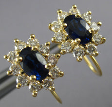 ESTATE 1.60CT DIAMOND & AAA SAPPHIRE 14K YELLOW GOLD FRENCH BACK EARRINGS #25277