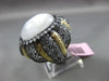 ANTIQUE LARGE .90CT DIAMOND & MOONSTONE 14KT BLACK & YELLOW GOLD 3D FLIGREE RING