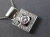 ESTATE .16CT ROUND DIAMOND 14KT WHITE GOLD SOLITAIRE SQUARE HALO PENDANT #19530