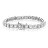 WIDE 5.25CT ROUND & ASSCHER CUT DIAMOND 18KT WHITE GOLD 3D HALO TENNIS BRACELET