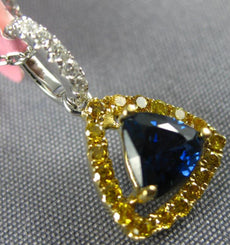 .91CT WHITE & FANCY YELLOW DIAMONDS & AAA SAPPHIRE 18KT GOLD 3D TRILLION PENDANT