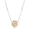 ESTATE LARGE 1.39CT WHITE & FANCY YELLOW DIAMOND 18K 2 TONE GOLD FLOWER NECKLACE