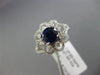 WIDE 1.92CT DIAMOND & AAA SAPPHIRE 14KT WHITE GOLD FLOWER HALO ENGAGEMENT RING