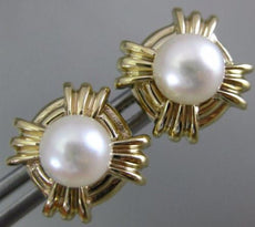 ESTATE AAA SOUTH SEA PEARL 14KT YELLOW GOLD 3D ROUND SQUARE STUD EARRINGS #26241
